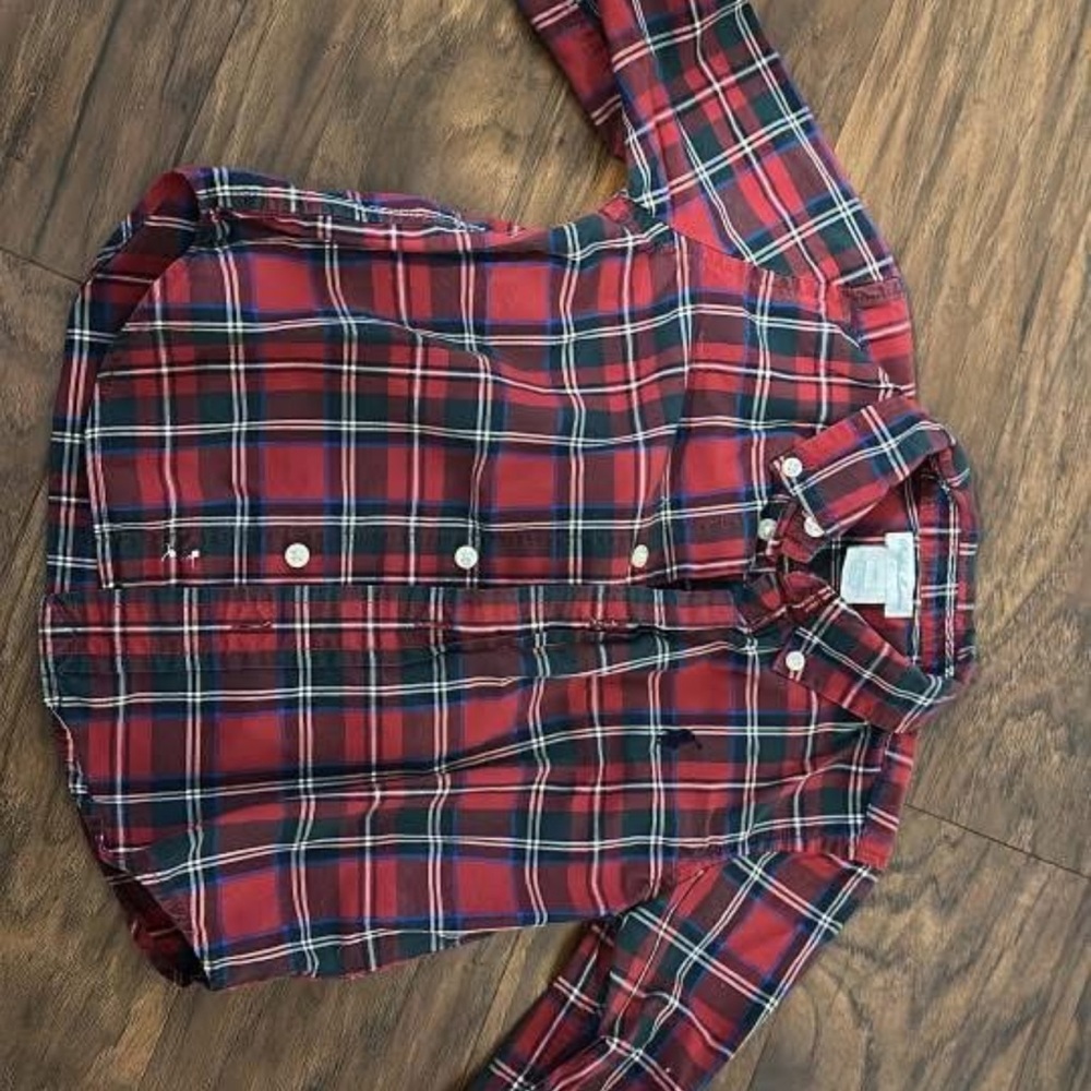 Ralph Lauren Boys Red Plaid Button-Down Shirt